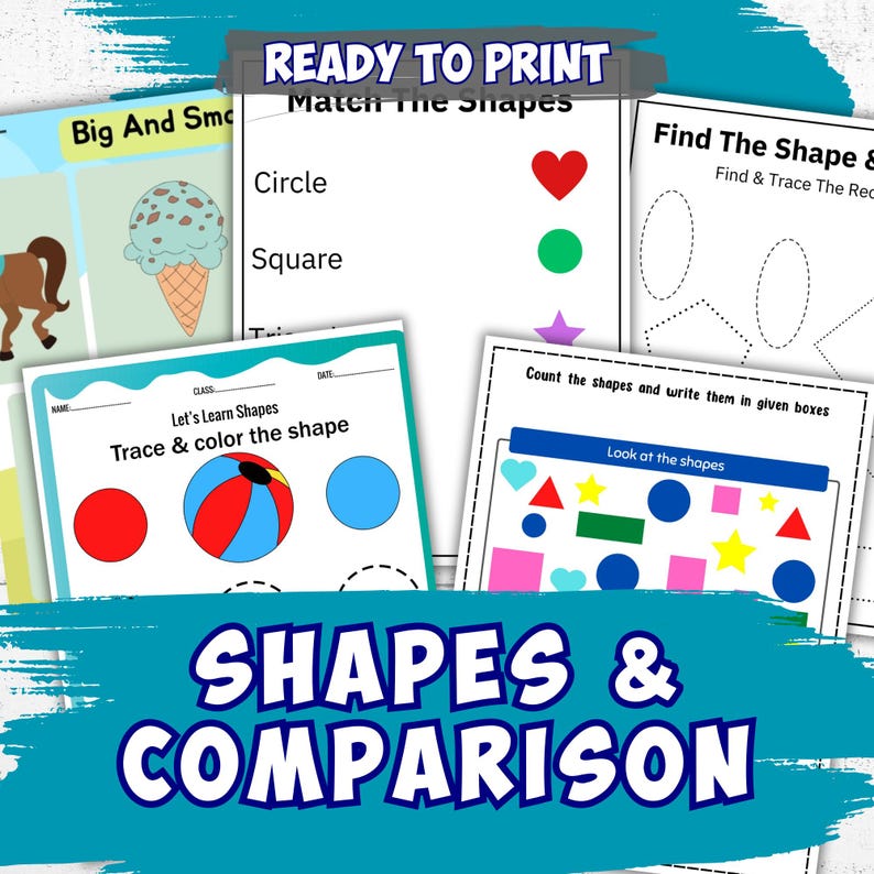 5000+ Preschool Pre-K + Kindergarten Learning Bundle, Activity Worksheets, Alphabet, Numbers, Shapes, Colors, Coloring pages, Do a Dot