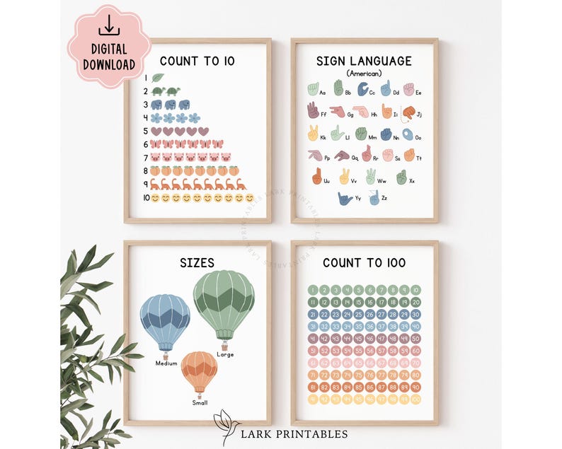 Educational Posters DIGITAL DOWNLOAD, Toddler Learning Posters, ABC Poster Playroom Printable Decor Alphabet Poster Kids Wall Art Homeschool