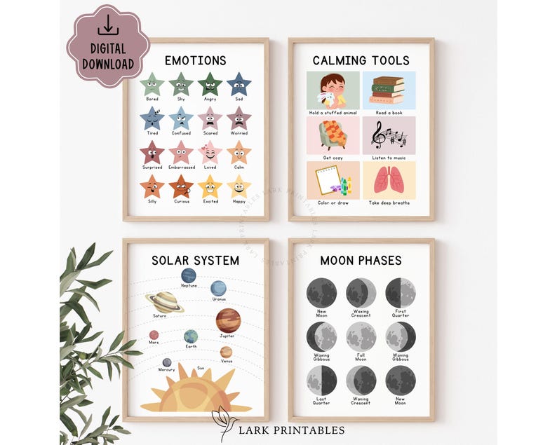 Educational Posters DIGITAL DOWNLOAD, Toddler Learning Posters, ABC Poster Playroom Printable Decor Alphabet Poster Kids Wall Art Homeschool
