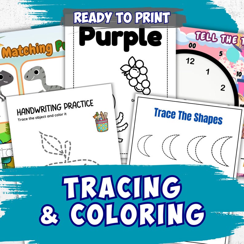 5000+ Preschool Pre-K + Kindergarten Learning Bundle, Activity Worksheets, Alphabet, Numbers, Shapes, Colors, Coloring pages, Do a Dot