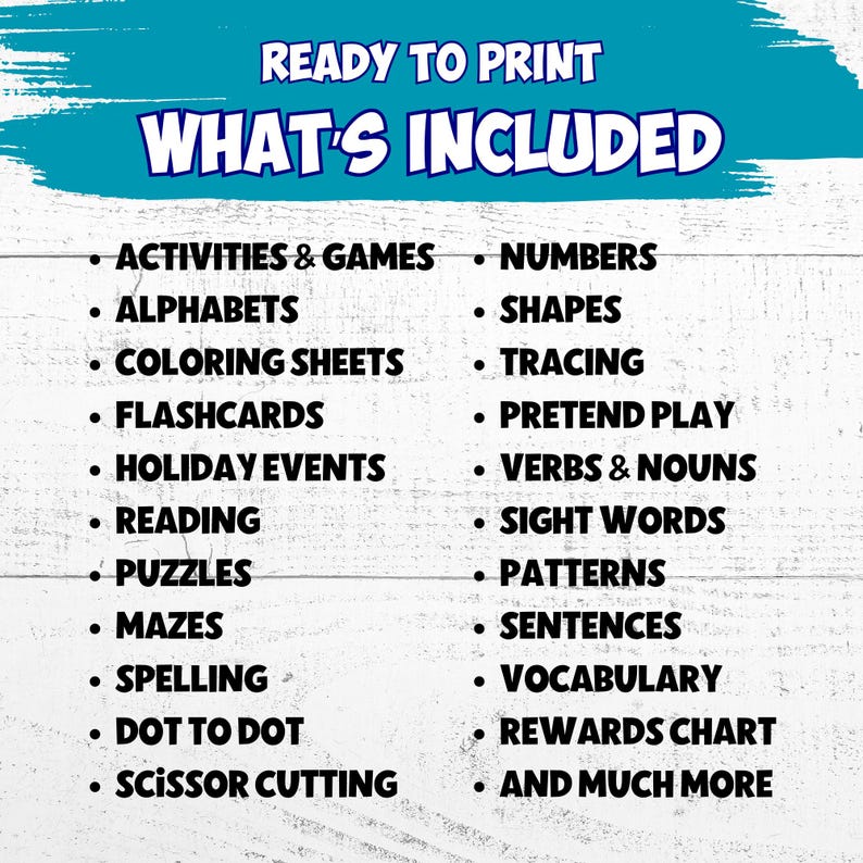5000+ Preschool Pre-K + Kindergarten Learning Bundle, Activity Worksheets, Alphabet, Numbers, Shapes, Colors, Coloring pages, Do a Dot