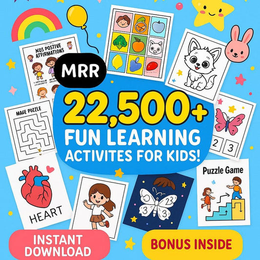 Kids Learning Activity Bundle: 22,500+ Printable Pages (PLR MRR Digital Download)