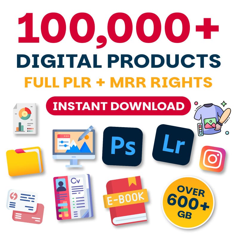 100,000+ Digital Products Bundle: PLR & MRR Graphic Templates (Instant Download)